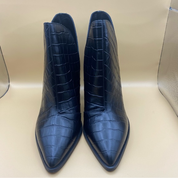 New! Aldo Amodia  Croc Ankle Booties- Block Heel Black- Size 8.5 - Picture 13 of 15